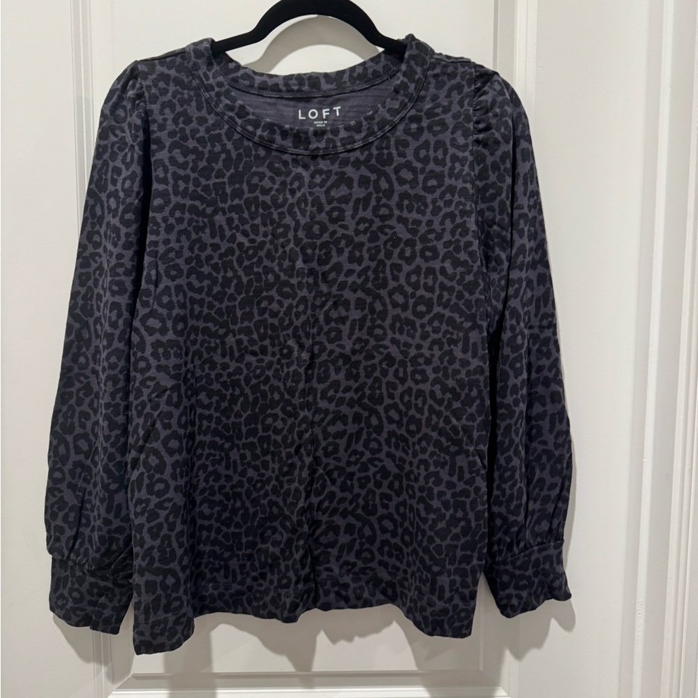 LOFT Charcoal Leopard Print Tee